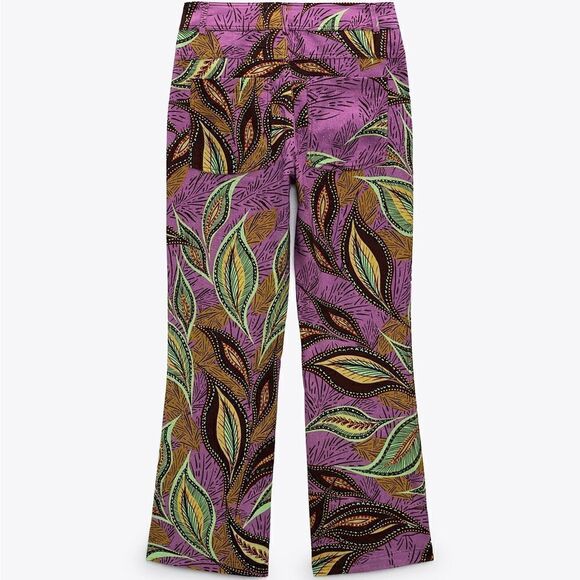 ZARA PRINTED LINEN BLEND TROUSERS - Picture 3 of 4